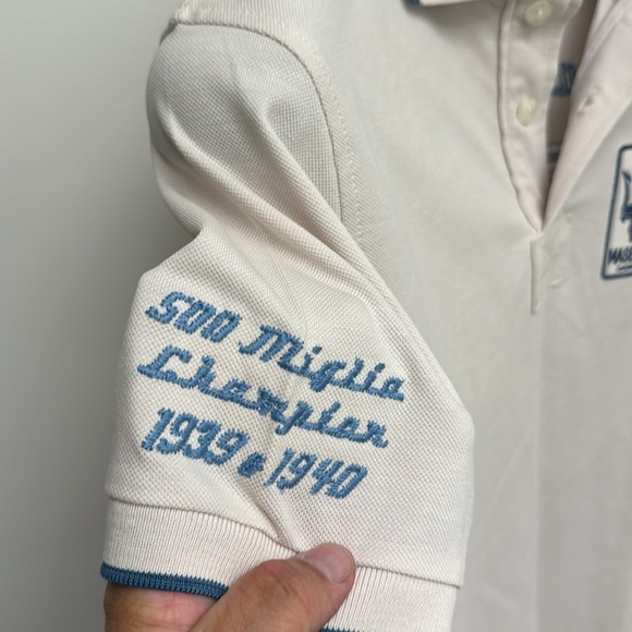 Men’s Authentic Maserati ivory polo with blue trim .small regular fit - Picture 5 of 8